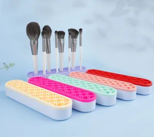 Soporte de secado de brochas de maquillaje de silicona caja organizadora de herramientas cosméticas.