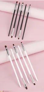 Nagelkunst flache Phototherapie Pinsel Set mit 5 Stueck in Schwarz und Weiß fuer Gelnagel Art.