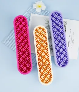 Soporte de secado de brochas de maquillaje de silicona caja de almacenamiento 3 colores