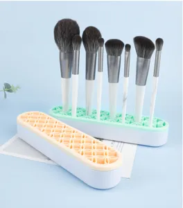 Soporte de secado de brochas de maquillaje de silicona y organizador labial