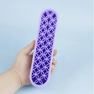 Soporte de secado de brochas de maquillaje de silicona morado organizador de herramientas