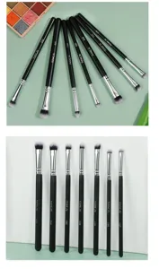 7 piece portable eyeshadow brush set, soft blending and detail eye makeup brushes for beginners.