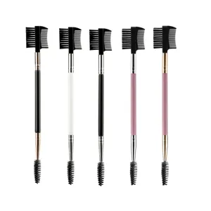Dual Ended Eyebrow Brush And Eyelash Comb Wooden Handle Portable Makeup Tool Precision Eye Makeup Applicator