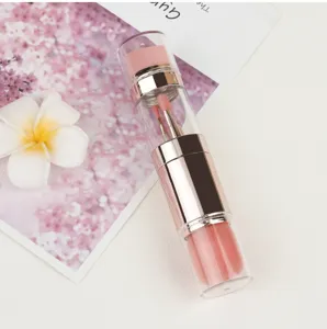 Set de pinceaux de maquillage 5 en 1 portable avec étui transparent, idéal voyage.