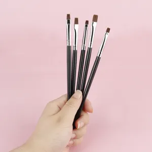 5 Stk. Nailart Pinsel Set flache Gelpinsel schwarzer Griff professionelle Maniküre Werkzeuge