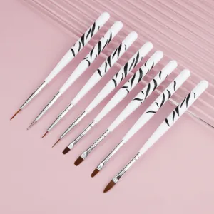 Set Professionale di Pennelli per Unghie Motivo Zebra Pittura Acrilica Pennelli Liner Puntinatura Per Salone Manicure
