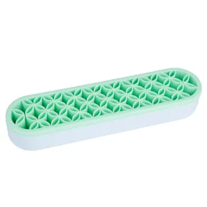 Soporte secado pincel maquillaje silicona organizador herramienta cosmética verde menta