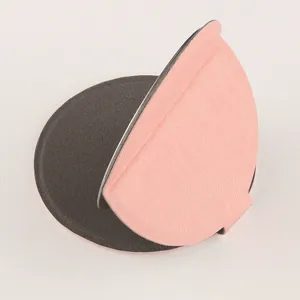 Portable round folding makeup mirror pink leather desktop pocket cosmetic mirror for daily travel