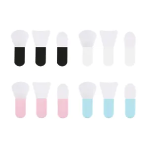 Ensemble de Pinceaux pour Masque Facial en Silicone Mini Portable avec Boîte de Rangement en Plastique Pinceaux de Maquillage Souples pour Soins de la Peau Quotidiens