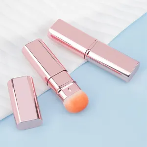 Square retractable makeup brush portable rose gold blush brush cosmetic tool for daily beauty.