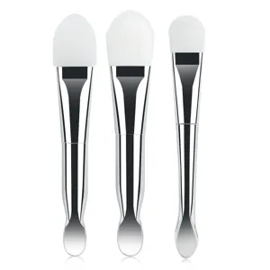 Pinceau Pour Masque Facial En Silicone À Double Embout Avec Spatule À Manche En Métal Outil De Soin De Beauté