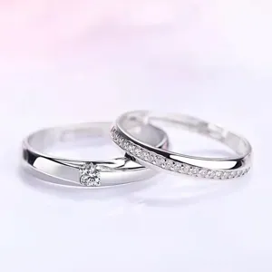 Bague Ouverte Mobius en Cuivre Minimaliste pour Homme et Femme Plaqué Argent Strass Bijoux de Mode Cadeau
