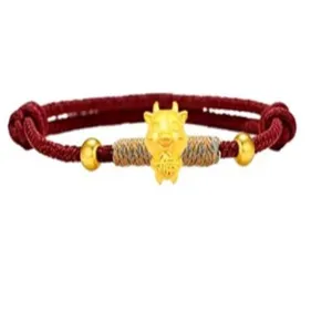 Pulsera de cordón rojo zodiaco caballo con dije de oro amuleto de la suerte joyería mujer