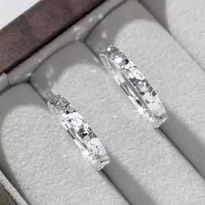 Bagues en argent à texture de glace concassée brillante pour femmes, bijoux de bague fermés élégants.