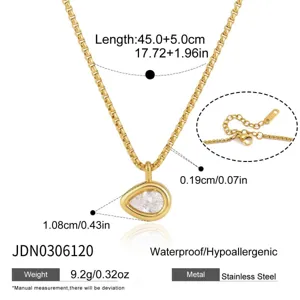 Stainless steel zircon necklace 18k gold plated waterproof pendant jewelry for women