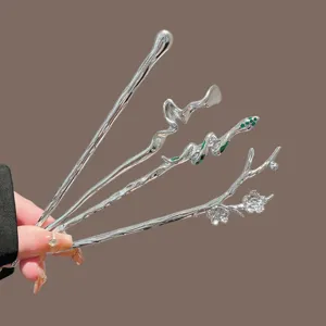 Vintage Alloy Metal Hair Stick For Women New Chinese Style Elegant Plum Blossom Snake Irregular Hairpin Chignon Pin