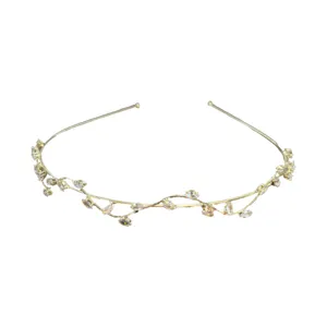 Elegant rhinestone vine headband gold hair hoop floral hair accessory for women stylish