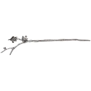 Vintage silver metal plum blossom hair stick for women traditional Chinese hanfu styling