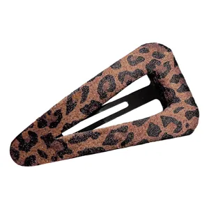 Leopard print snap hair clip, stylish triangle hair accessory for women and girls daily wear.
