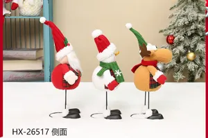 Weihnachtliche Plueschpuppe stehend Dekoration Set Weihnachtsmann Schneemann Elch Deko