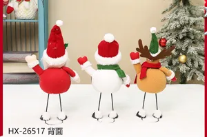 Weihnachten Stoff Schneemann Elch Puppe Ornament Feiertag Party Tisch Dekoration Rückansicht