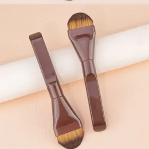 Ultra-thin tongue-shaped foundation brush for flawless flat base makeup application tools.
