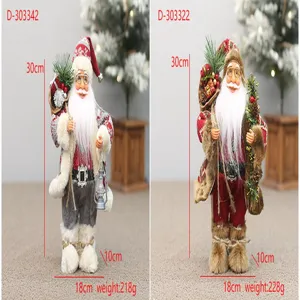 Staande kerstman kerstdecoratie figuur voor tafel en huisdecoratie 30cm hoog kado