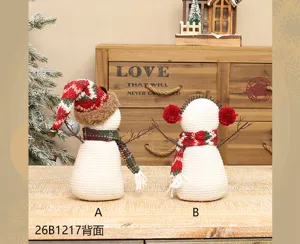 Weihnachten gestrickter Schneemann Plüsch Puppe Dekoration Rückansicht festliche Requisite
