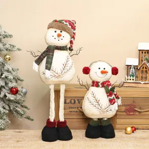 Weihnachten teleskopische retro Stoff Schneemann Puppe Ornament Set für Feiertag Dekoration