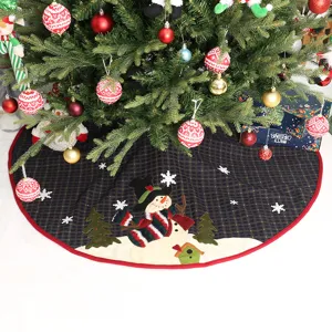 48 Inch Grote Kerstboom Rok met Sneeuwman Ontwerp Feestelijke Vakantie Boom Basis Mat Dekking