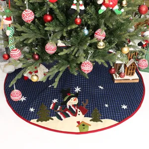 Grote Kerstboom Rok 48 Inch Blauw Ruitjes Sneeuwpop Kerstfeest Vloermat Decoratie