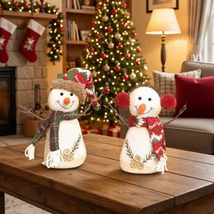Vintage Weihnachten Stoff Schneemann Puppe Ornament Teleskop Lange Beine Plüsch Schneemann Figur Tischdeko Festliche Weihnachtsfeier Ornamente Geschenk Haus Dekoration