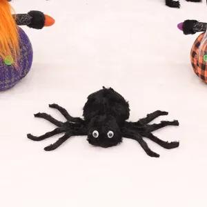Halloween αποκριάτικη βελούδινη μαύρη αράχνη παιχνίδι διακόσμηση πάρτι σπιτιού μας