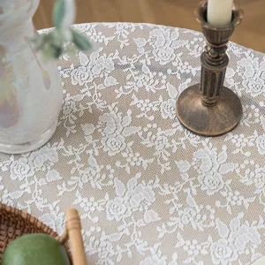 Mantel de encaje blanco cubierta de mesa floral francesa vintage decoracion de comedor