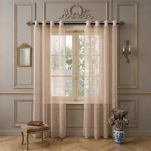 Französische Vintage transparente Vorhänge im Cremestil lichtdurchlässige Fenstervorhänge Schlafzimmer