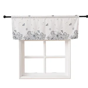 Printed cafe curtain for small window, elegant floral butterfly short window curtain valance.