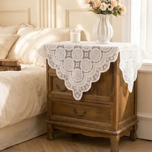 Weisse spitze tischdecke französischer landhausstil dekorative abdeckung für esstisch möbel.