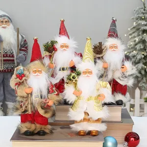 Figurine de Poupée Père Noël Debout de 9 Pouces Décoration de Table de Noël Jouet en Peluche