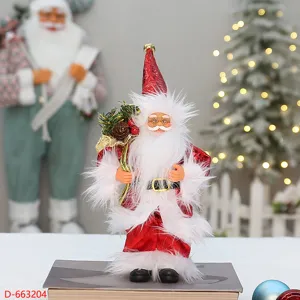Poupée Père Noël Debout 9 Pouces avec Sac à Dos Figurine de Noël Décoration de Fête Ornement