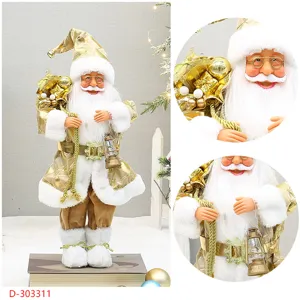 18 zoll goldener stehender weihnachtsmann figur mit geschenktasche fur weihnachtsfeier.
