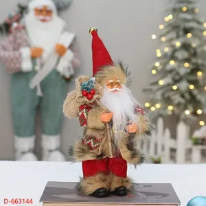 Poupée Père Noël debout de 9 pouces avec sac à dos décoration de Noël figurine de table