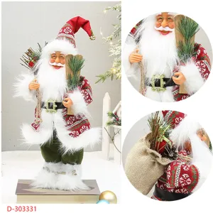 18 Zoll Weihnachtsmann stehende Figur Plüschtier mit Schneestiefeln und Rucksack Deko