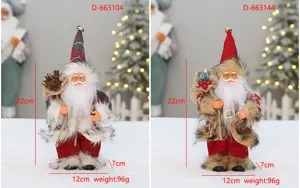 Père Noël debout poupée en peluche de décoration de festival avec sac à dos de 22 cm