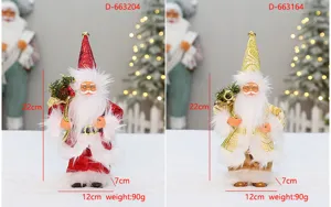 Détails de la figurine de poupée Père Noël debout de 9 pouces avec sac à dos et décor.