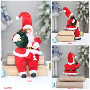 Nahaufnahme des 30cm sitzenden Weihnachtsmannes mit Geschenktüte für Weihnachtsdeko.