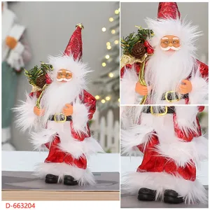 Jolie poupée Père Noël debout avec sac à dos décoration de fête de Noël ornement de table