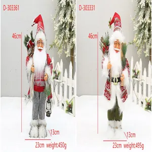 Detailansicht der 18-Zoll stehenden Weihnachtsmann-Figur mit Schneestiefeln für Partydeko.