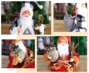 Süße 30cm sitzende Weihnachtsmann Puppe Ornament für Weihnachtsferien Fenster Dekor.