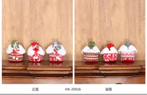 Weihnachten gestrickte Leinenoptik Apfel Süßigkeiten Geschenktüten Set festlich rot weiß.