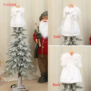 Weihnachtsbaumspitze Engel weiße Plüschflügel Stoff Dekoration Christbaumspitze Ornament